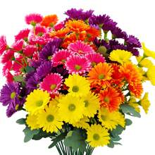 4/8 Bunches Artificial Silk Daisy, Realistic Spring Artificial Flowers - UV Resistant Artificial Floral Bouquets, Loose Flower Bunches, Suitable For Indoor Living Room Coffee Table, Entryway Shelf And Outdoor Garden, Porch Planters, Balcony Window Sill Decor - Multicolor - View 2