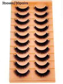 10 对柔软蓬松自然 3D 水貂假睫毛化妆套装，水貂睫毛延长，短睫毛 - 自然纖長款 - 查看 8