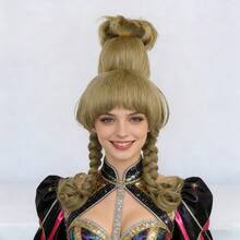 Tóc giả dài màu vàng bạch kim, kiểu tóc búi đôi, chịu nhiệt, làm từ chất liệu tổng hợp, thích hợp cho cosplay anime, có mái, dùng hàng ngày, trong các dịp lễ hội, tiệc tùng, trang phục nhân vật phim hoạt hình vui nhộn. Có kẹp tóc màu đen và nơ đỏ đi kèm. Thích hợp làm quà tặng Giáng sinh, sinh nhật cho nữ. Phụ kiện biểu diễn sân khấu lễ hội, đạo cụ chụp ảnh triển lãm Comic Con. Mật độ tóc cao, dễ sử dụng cho người mới bắt đầu. - Nhiều màu - Xem 12