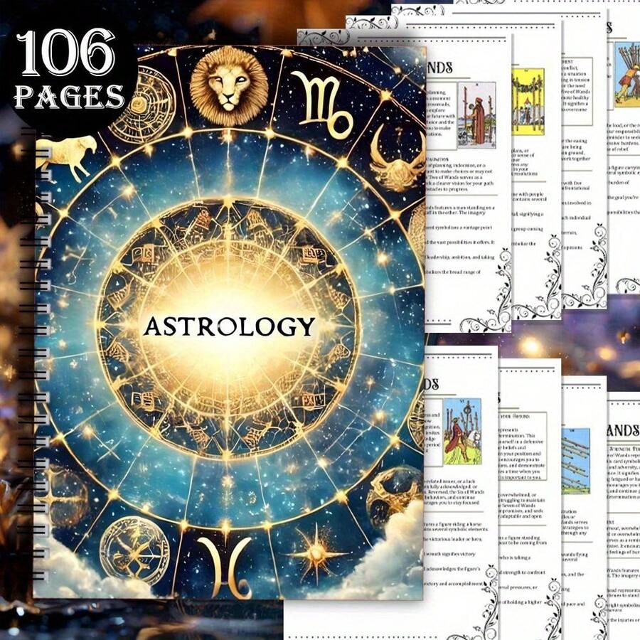 1本神秘塔罗牌入门指南 - 全彩占星主题指南，包含星座符号和星图，14.5x21厘米，内含106页详细的牌义解释和占卜基础知识，是送给塔罗牌爱好者的完美礼物（生日、圣诞节、万圣节），塔罗牌指南，灵性指引，神秘设计，精美插图，神秘主题，适合灵性探索者。 - A - 查看 1