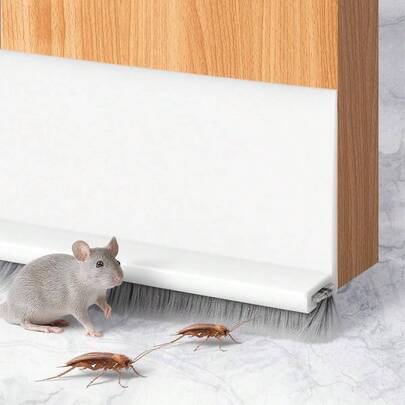 Door Sweep Bottom Of Door, 78. Inch L Door Draft Stopper With Brush, Self Adhesive Under Door Seal Exterior/Interior Doors, Door Seal Dust/Noise/Hot Or Cold Insulation, White 2 Inch