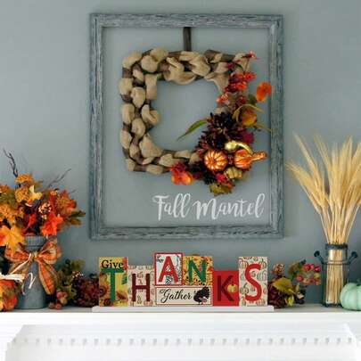 Festive Wooden Sign Set With MERRY & THANKS Letters For Christmas Party Room Decoration