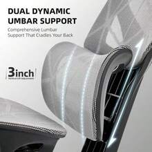 Office Chair With 3D Adjustable Lumbar SupportErgonomic Computer Chair Adjustable Headrest And Armrests 400lbs Capacity Tilt-Swivel Premium Mesh Desk Chair For Office Home And Gaming Grey - Grey - View 4