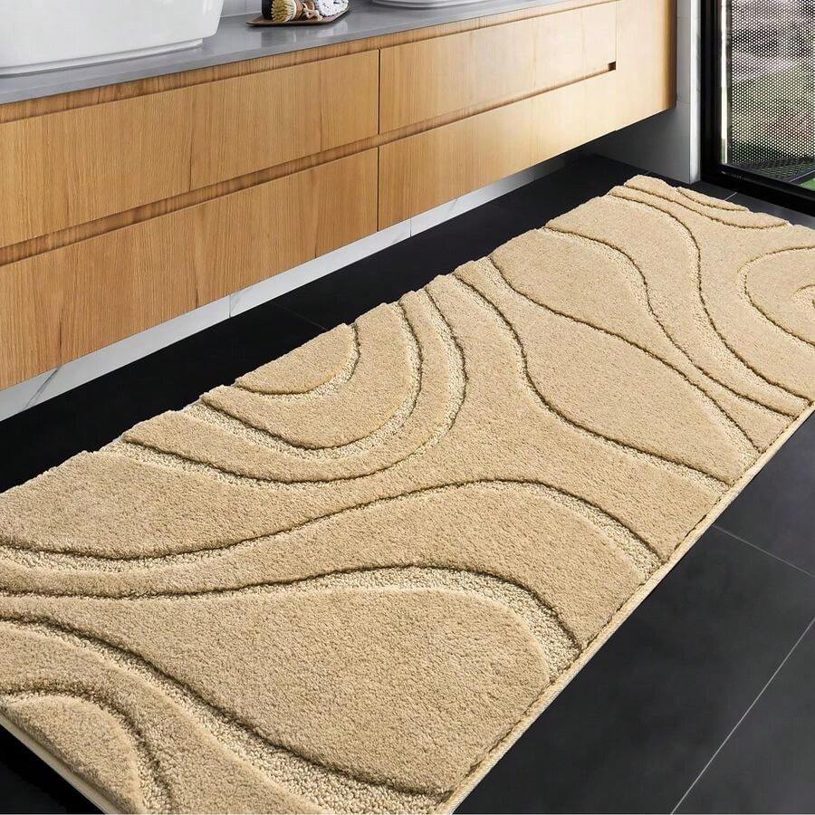 Bathroom Rugs Runner 24 X 60 Inch, Extra Long Bathroom Rug NonSlip Machine Washable Bath Mats, Beige Soft Carpets For Floor, Tub And Shower, Home Decor Accessories - 2x5矩形米色 - 查看 1