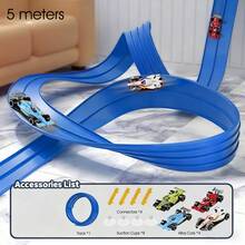 16ft Flexible Racing Track With Suction Cups, Portable Reel Racetrack Suitable For 1/64 Diecast Cars, Durable ABS Material, Ideal For Creative Racing Games, Easy To Assemble, Children's Car Toy Go-Kart Track Set And Vehicle Accessories, Perfect For Birthday, Christmas Gifts, Family Game Room, Outdoor Racing Scenes And Parent-Child Interaction - Multicolor - View 9