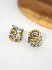 1个时尚简约不锈钢耳夹，适合休闲、聚会、派对等场合搭配（单个耳夹）