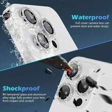 3pcs 17 Pro / 17 Pro Max / 16 Pro Max / 16 / 16 Pro / 16 Plus / 15 Pro Max / 15 Pro / 15 Plus / 14 Pro Max / 14 / 13 / 12 / 11 Camera Lens Protective Film, Flash Version - Cute Girlish Style Metal Independent Shiny Ring Protective Case Compatible With IPhone 17 Pro Max, 9H Scratch Resistant Tempered Glass, Silver - Silver - View 4