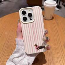 1 pieza Funda de teléfono con material TPU, diseño de lazo rosa y rayas de salchicha, compatible con iPhone 17 Pro Max/17/16 Pro Max/15/13/12/11, S20 FE/A15/S24/A55, Redmi Note 11/Note 12/Note 13 Pro, cobertura completa y protección suave anti-caídas - Blanco - Ver 4