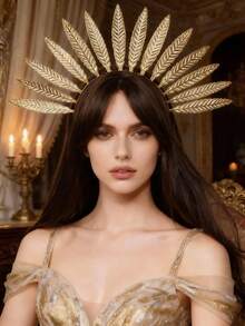 1 Set Greek Goddess Costume Accessories - Women's Toga Robe, Gold Leaf Bridal Crown Headpiece