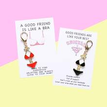 Good Friends Are Like Bras, Close To Your Heart Card Fun Bikini Keychain Small Postcard, Employee Appreciation, Encouragement Blessing Close Friends - A款紅色 - 查看 2