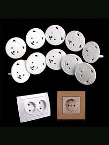 20pcs Thick Round Head Power Socket Covers, Teddy Bear Round Head Power Socket Covers, Anti-Electric Shock Power Strip Protectors - Multicolor - View 3