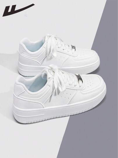 WARRIOR 1双女士休闲时尚百搭运动鞋，2026春夏新款轻便软底舒适透气户外跑步鞋，防滑耐磨平底简约通勤女鞋白色