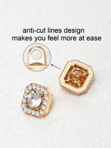 10pcs/Set Square Faux Gem Studded Shiny Rhinestone Metal Small Buttons, Decoration For Wedding Dress, Gown, Cardigan, Sweater, DIY Sewing Accessories, Gift Box - Multicolor - View 8
