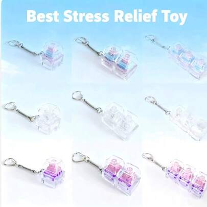 Acrylic Mechanical Axis Keycap Decompression Keychain, Adult & Kids Anti-Anxiety Fingertip Toys, Best Stress Relief Fun Toy