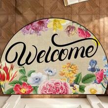 1pc Welcome Floral Doormat, Flower Doormat, Doormat, Small Rug, Welcome Mat, Carpet, Floor Mat, Outdoor Doormat, Kitchen Rug, Home Decor, Front Doormat, Area Small Rug, Outdoor Mat, Home Decor, Area Rug, Garden Rug, Washable Carpet - Multicolor - View 2