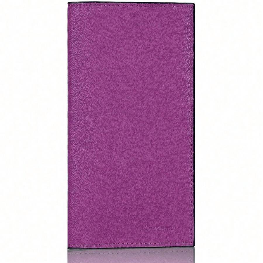Premium Leather Checkbook Cover For Men And Women Checkbook Holder Wallet RFID Blocking - 紫牡丹 - 查看 1