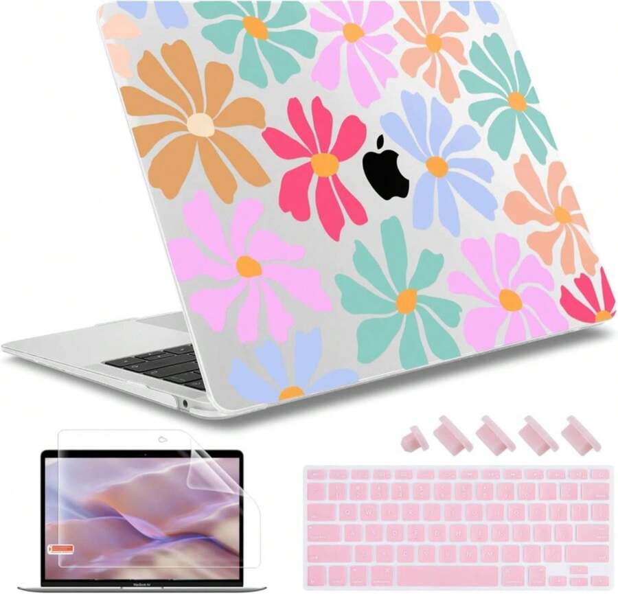 May Chen Compatible With MacBook Air 13 Inch Case (Models A1369 &Amp; A1466, Older Version 2010-2017 Release), Plastic Hard Shell Case With Keyboard Cover &Amp; Screen Protector, Groovy Flower - MàuJ - Xem 1