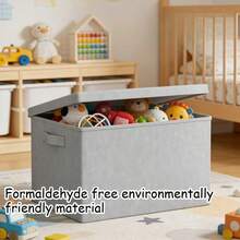 1个高品质可折叠收纳盒，大容量带盖衣物收纳盒，衣柜收纳盒，多功能防水房间收纳盒，防尘防潮，两侧带把手，抽屉式收纳盒，可堆叠 - 深灰色 - 查看 9