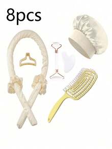 13/10/8/5/1 Piece Set, Sleep & Hair Styling Tools Kit, Includes Curling Iron, Face Massager, 1 Silk Pillowcase, Large Hair & Skin Care Set, No-Heat Silk Hair Curler, Night Hair Curler, 1 Soft Sleep Mask, Ladies Face Massage Roller, 1 Comb, Hair Care Products & Accessories, Hair Styling Tools Set, Curling Products, Travel Essentials, Christmas Gift, Gift For Her