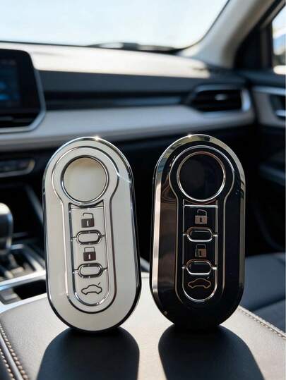 Fashion Keychain Protective Case, Made Of Soft TPU Material, Provides Comprehensive Protection For Fiat 500 Keys. Bravo Car Key Remote Control Protection Box, Universal Key Case