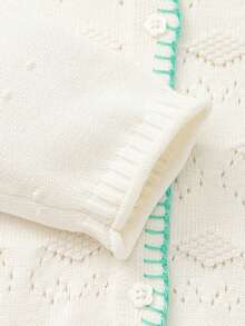 Balabala Girls Cardigan Sweater, Button Front Design, Soft Cotton Blend, Natural Feel, Spring Layering Wear - Off-white - View 5