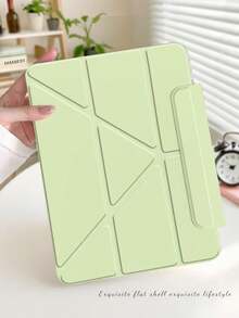 1pc Unisex Minimalist PU Leather Tri-Fold Stand Protective Case With Pencil Slot, Suitable For IPad 7/8/9, IPad Air 5/4/3 9th Gen 10.2, IPad Pro 11, IPad Mini 5 - Black - View 11