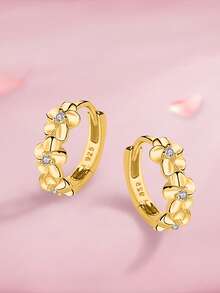 1 Đôi bông tai bạc S925 hình hoa đơn giản dễ thương, bông tai vòng hoa đa năng dành cho nữ, thích hợp đeo hàng ngày và đi làm, món quà bông tai hoa thiết kế độc đáo và thời trang. - hoa - Xem 5