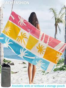 1 buc. Prosop de plajă personalizat cu imprimeu de palmier, pătură de plajă din microfibră super moale, dimensiune extra mare, uscare rapidă și absorbantă, reversibilă, șal cu protecție solară, ideal pentru vacanță, călătorii, saltea de yoga