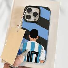 Funda para teléfono moderna con diseño de jugador de fútbol, compatible con iPhone 17, 16, 15, 14, 13, 12, 11 Pro Max, Air, X, XS, XR, 8 y 7 Plus. - Negro - Ver 2