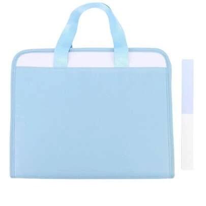 Organizer na dokumenty w kształcie harmonijki z 13 kieszeniami, rozkładana płócienna teczka na dokumenty z uchwytem, wodoodporna, format Letter/A4, do podróży, biura, szkoły, domu, organizacji, niebieski