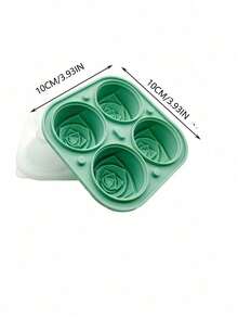 1个四格玫瑰花冰格，多用途巧克力、果冻、冰块模具，适用于房车派对、厨房、冰箱，也适合烘焙、返校季、夏季冰盒和冰格，硅胶玫瑰花冰格 - 浪漫鸡尾酒配件，适用于金汤力、香槟，可重复使用，派对装饰，素食厨房必备，圣诞礼物，花卉图案酒吧工具