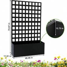 Caja de Plantación Metálica de Exterior Cama de Jardín Elevada con Rejilla Orificio de Drenaje para Plantas Trepadoras Flores Vegetales 73"x47"x12" - Negro - Raya horizontal - Con ruedas - Ver 2