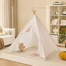 1pc Portable Children's Teepee Tent, Kids Play House, Baby Room Decor, Children's Canvas Teepee Tent, Cone Tent, Kids Mini Beach Tent - Multicolor - View 31