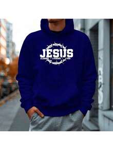 Moletom Masculino JESUS Espinho Quente Confortavel Unissex Moda Evangelica MOL10 - Azul Marinho - Visão 1