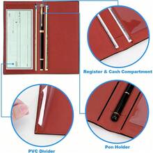Premium Leather Checkbook Cover For Men And Women Checkbook Holder Wallet RFID Blocking - 紅+ - 查看 3