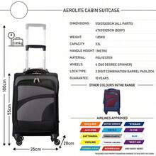 Large 30in Lightweight 8 Wheel  Friendly Travel Checked Check In Hold Luggage Suitcase With TSA Lock Black Grey - Black/Grey - View 10