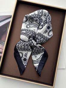 1pc Paisley Print Faux Silk Men's Bandana, Versatile Neck Scarf, Headband, Decoration