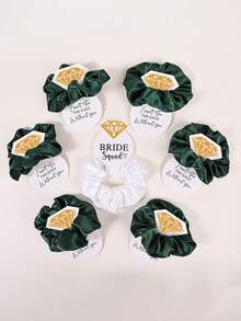 9个装婚礼伴娘求婚礼物水钻纸板多色缎面发圈，发绳礼物，发圈 - 彩色 - 查看 13