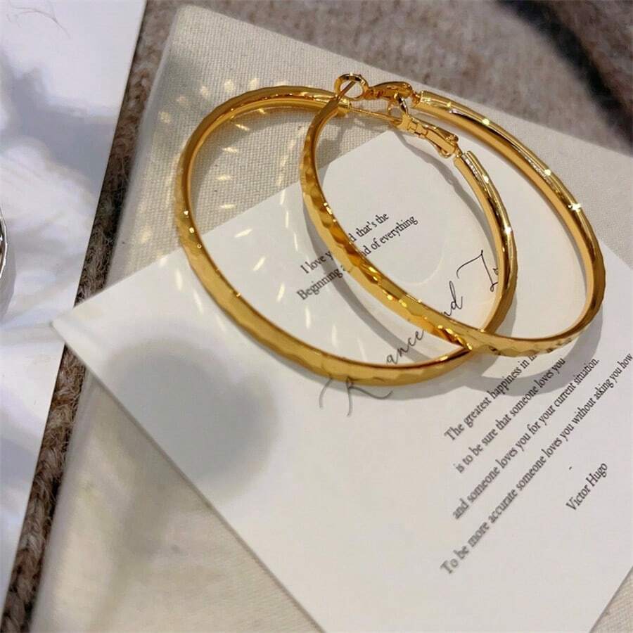 1对时尚多面镶嵌铜质耳环，简约优雅耳环 - 彩色 - 查看 1