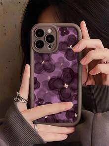 1 chiếc ốp lưng điện thoại TPU chống sốc, kiểu dáng tối giản, màu nâu nhuộm hoa tím, phủ toàn màn hình, tương thích với Apple 17, 16, 15, 14, 13, 12, 11 Pro Max, Air và các dòng Series. - Nhiều màu - Xem 4