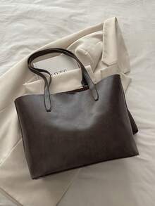 迷你便携鳄鱼纹压花单肩手提包，带内袋，适合女性、年轻职业人士、上班族，也适合作为商务/通勤/工作/办公、节日/度假礼物送给女士、女性、教师。 - 咖啡 - 查看 10