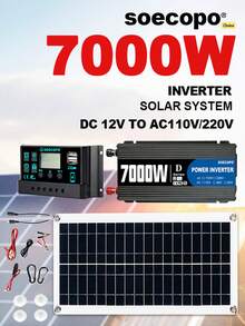 7000W Solar System Complete Kit 12V To 110V/220V 100A Controller 200W Panel Off-Grid Inverter System For Home/Camping Backup - SEP-12K-d7000 - View 3