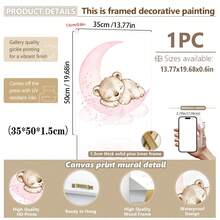 Tranh treo tường bằng vải canvas màu hồng chủ đề động vật rừng - Gấu bông, Voi, Hươu cao cổ, thích hợp trang trí phòng trẻ em, nhà trẻ, mẫu giáo, phòng bé trai, phòng ngủ bé gái, trang trí phòng trẻ em, trang trí ngày Valentine. - Nhiều màu - Xem 22