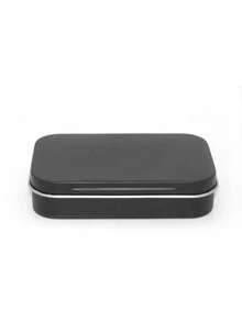 1pc Minimalist Metal Tin Box, Back To School, Pencil Case, Stationery, School Supplies - Black - View 5