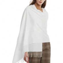 FURTALK Winter Scarf For Women Pashmina Shawl Wraps Soft Warm Fashion Blanket Scarves Gifts - trắng - Xem 2