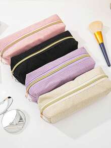 1pc Customized Name Makeup Bag, Customized Makeup Bag Storage Bag, Corduroy Makeup Pouch Custom, Suitable For Portable Toiletry Storage Travel, Gift For Bachelorette Party, Cosmetic Organizer - Multicolor - View 3