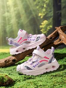 1 Pair Girls' Summer Convenient Hook And Loop Design Lightweight Comfortable Slide Sandals - Pink - View 2