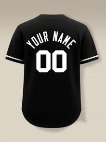 Customizable Men's Black Baseball Jerseys Plus Size, Personalized Name Number, Personalized Team Name, Free Design, Quick Delivery, Suitable For Outdoor Sports, Casual Wear, Parties - Black - View 3