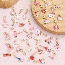 20pcs Valentine's Day Theme Keychain Set | Cupid Heart And Bouquet Alloy Pendant, Random Mixed Surprise Combination | Exquisite Gift Set, Suitable For Holiday Gifts And Party Supplies - Multicolor - View 6