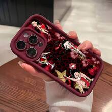 ベティ・ブープのグラマラススタイルの電話ケース。 17、 16 Pro Max、 15 Pro Max、 13、 12に対応。TPU素材で作られており、あらゆる落下保護を提供します。家族、友人、愛する人、ボーイフレンド/ガールフレンド、休日のギフトに最適です。 - バーガンディ - チェックする 5